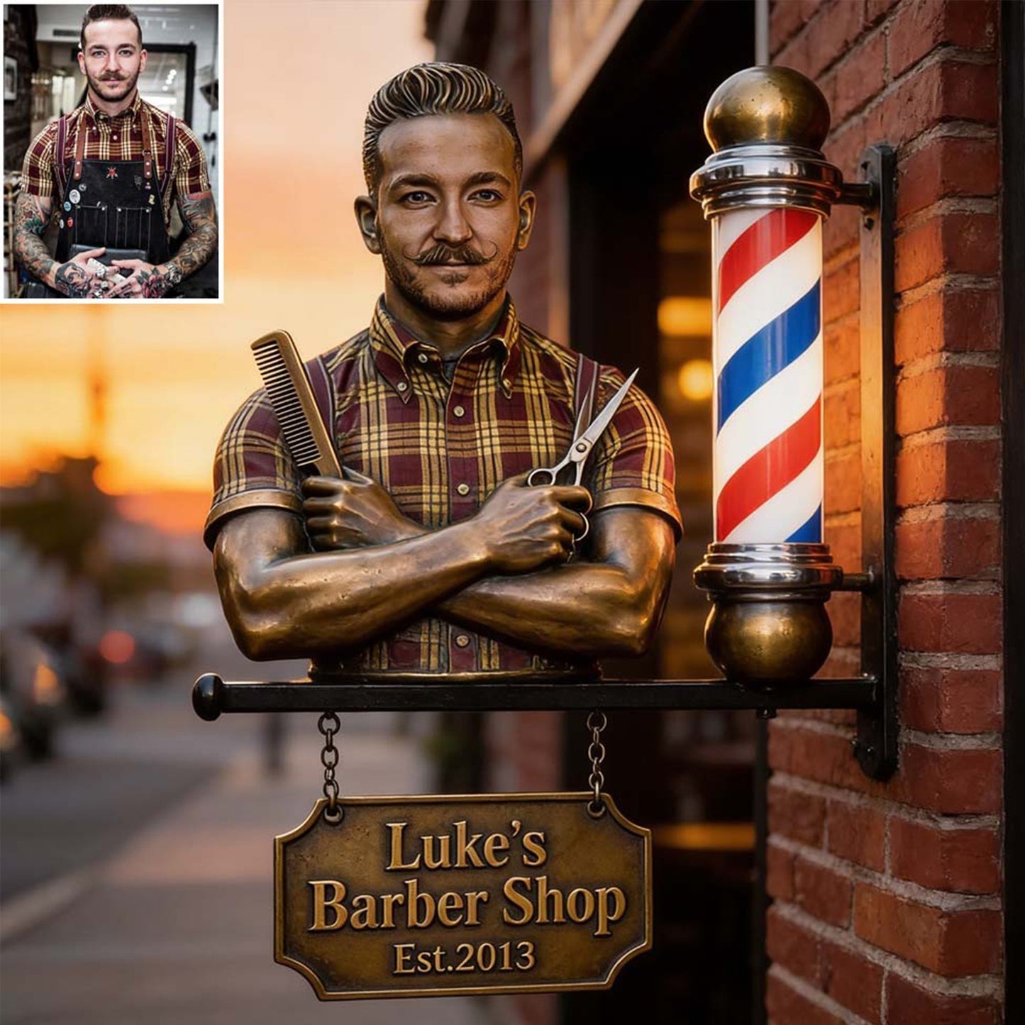 The Signature Hair Studio Sign - Personalized Hairdresser Wooden Wall Mount Sign