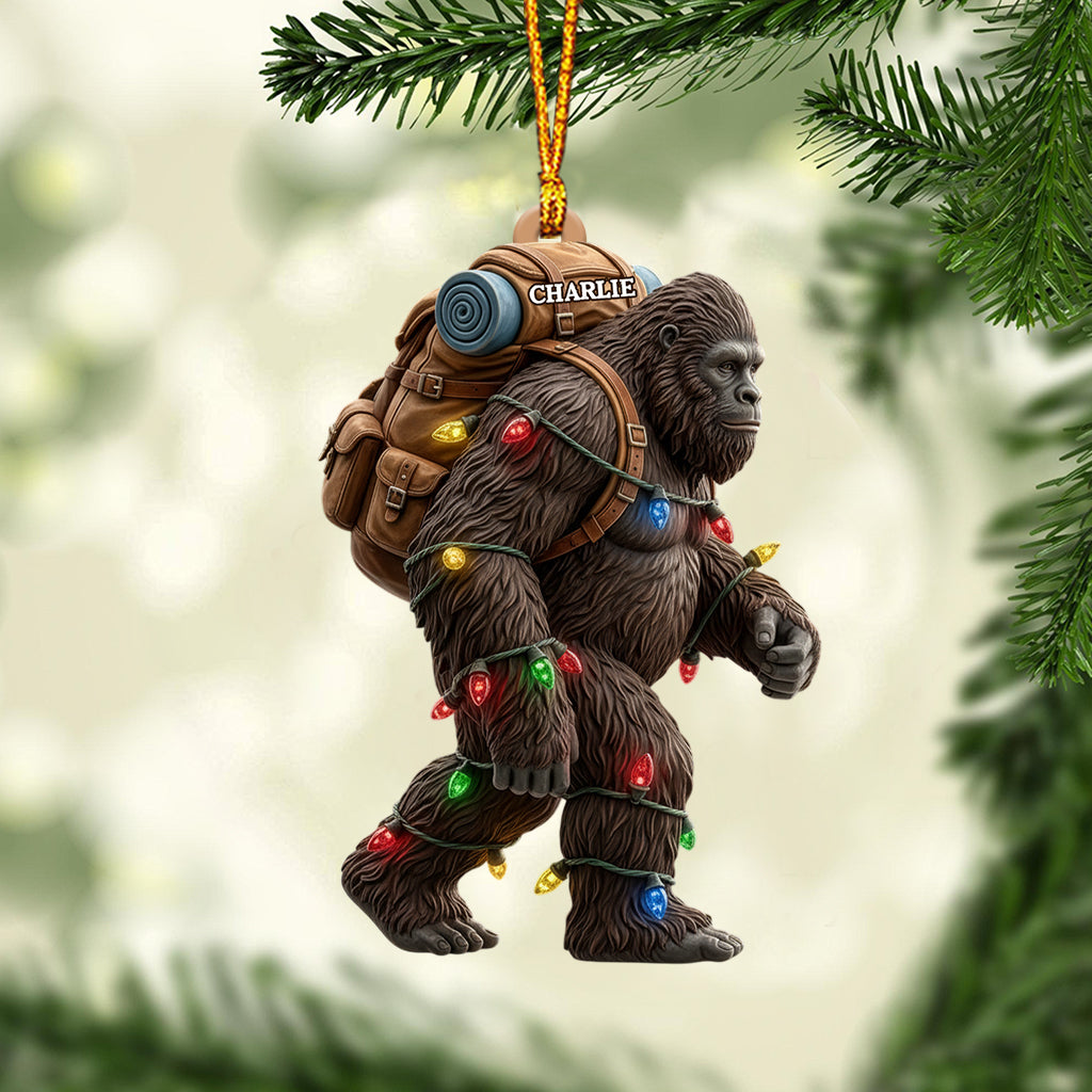 Sasquatch Holiday Spirit - Personalized Hiking Ornament