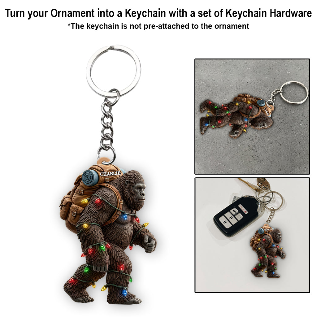 Sasquatch Holiday Spirit - Personalized Hiking Ornament