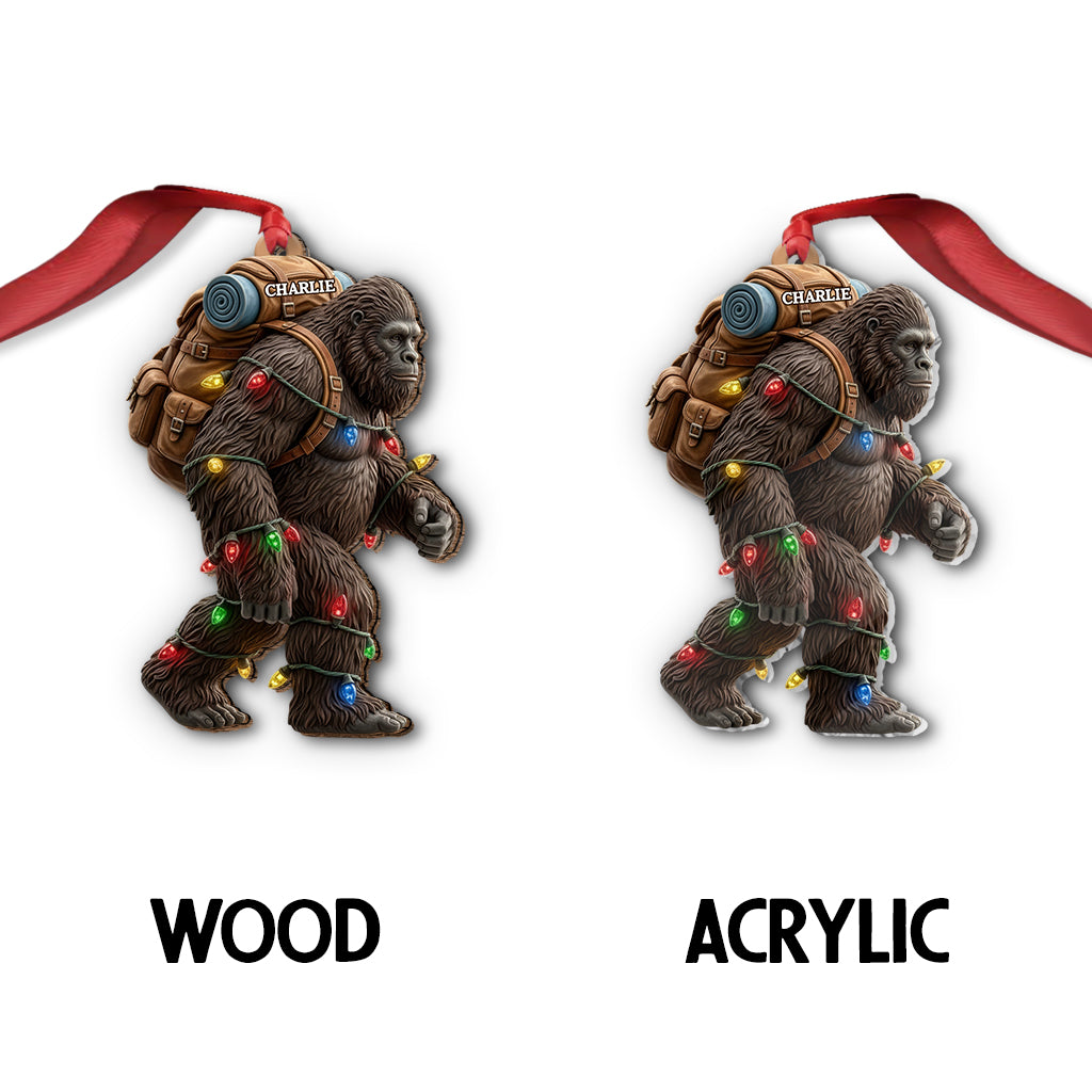 Sasquatch Holiday Spirit - Personalized Hiking Ornament