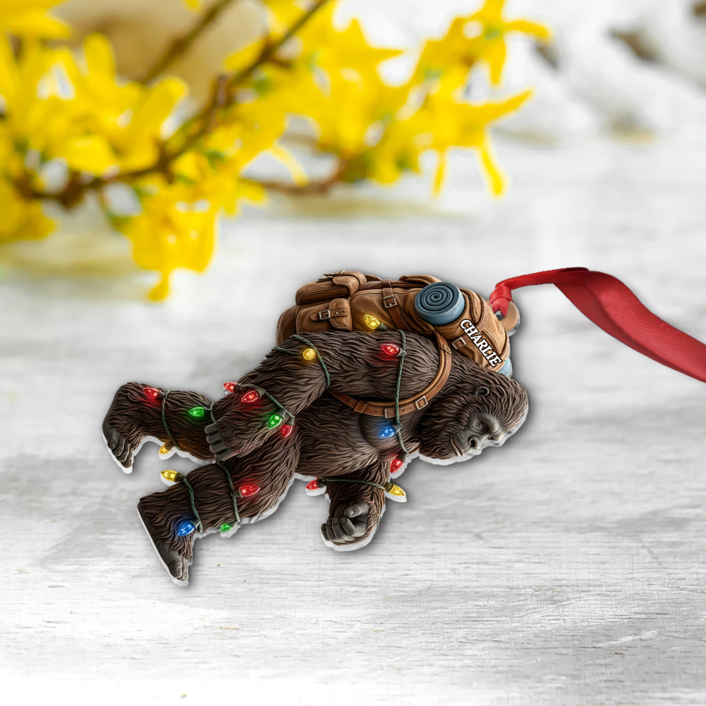 Sasquatch Holiday Spirit - Personalized Hiking Ornament