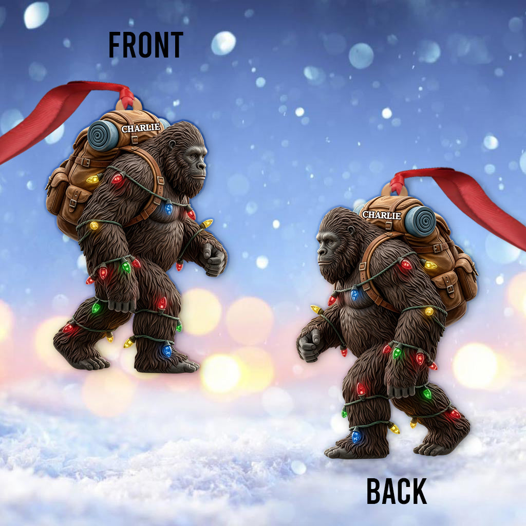 Sasquatch Holiday Spirit - Personalized Hiking Ornament