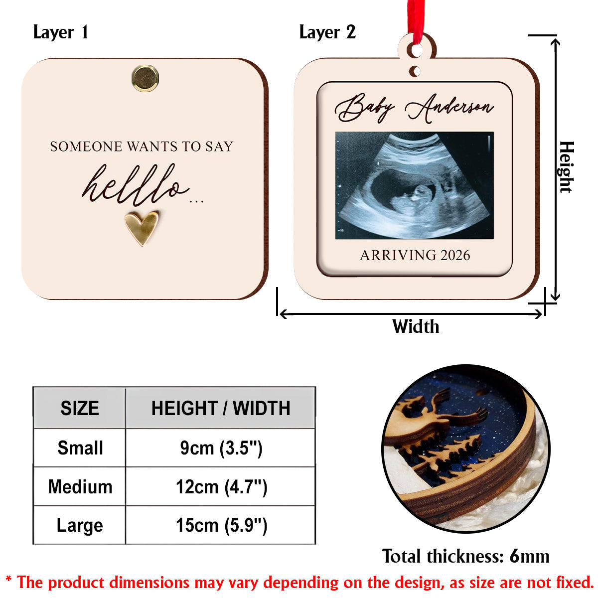 Pregnant Announcement - Personalized Pregnancy Flip Ornament