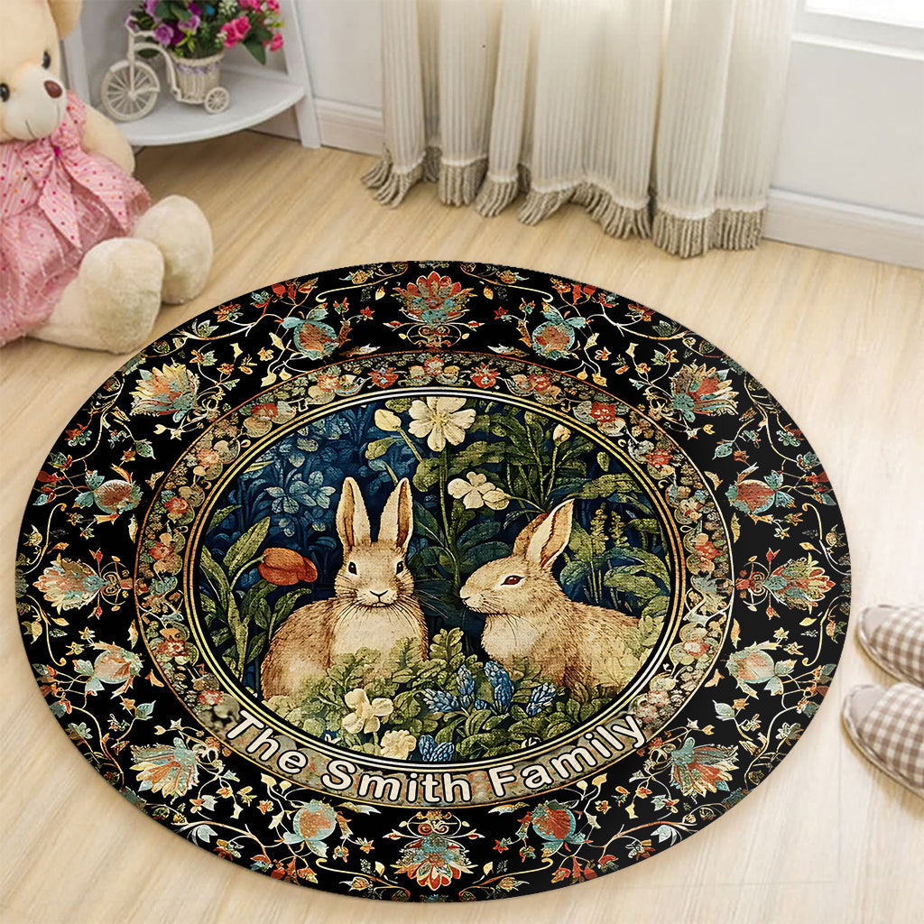 Welcome To Our Sweet Home - Personalized Family Round Rug