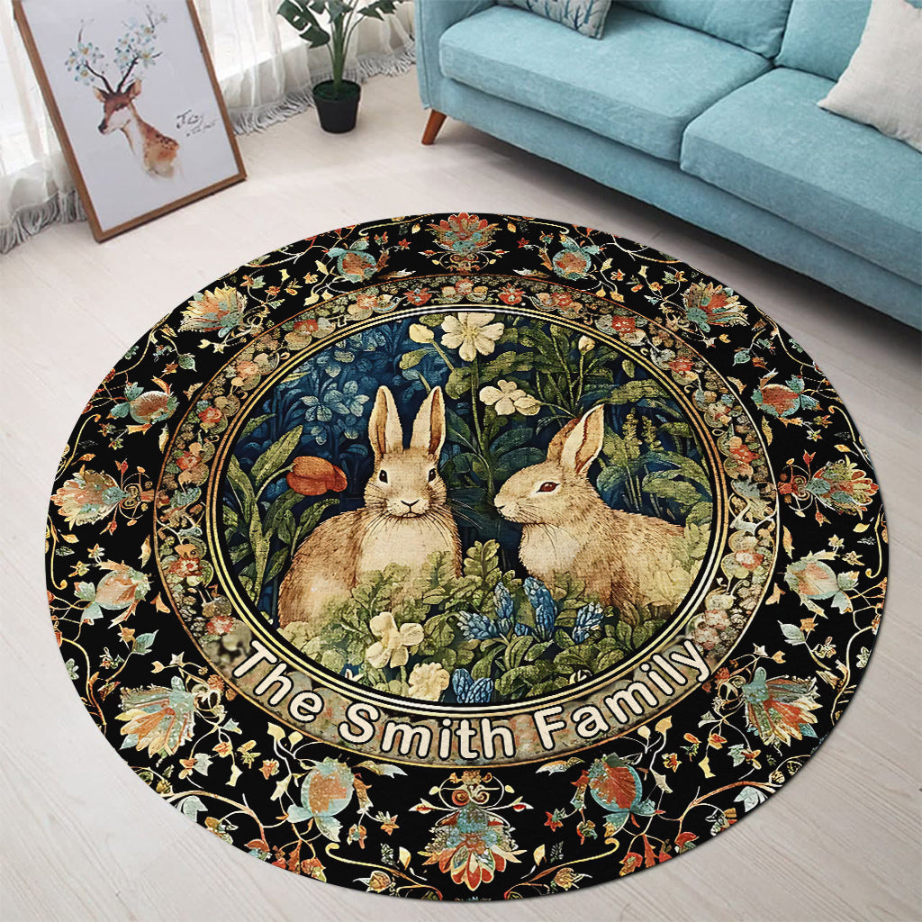 Welcome To Our Sweet Home - Personalized Family Round Rug