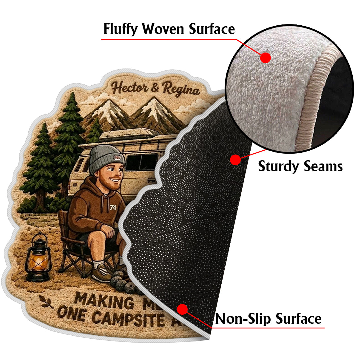 Making Memories One Campsite At A Time - Personalized Camping Non-Slip Tufted Rug