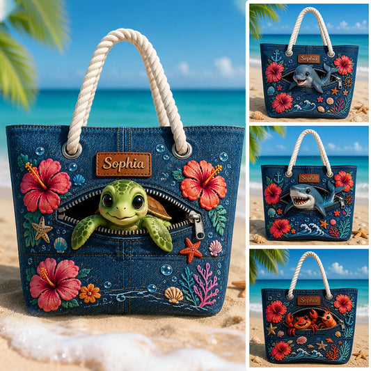 Turtle Lovers Gift, Sea Lovers Gift - Personalized Sea Lover Beach Bag