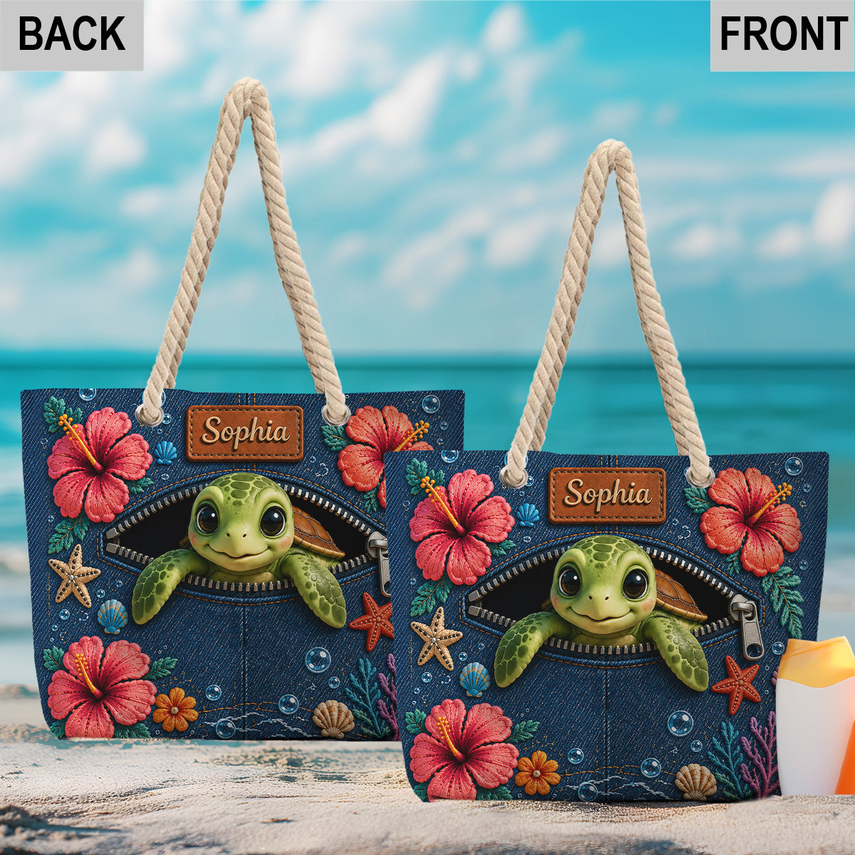 Turtle Lovers Gift, Sea Lovers Gift - Personalized Sea Lover Beach Bag