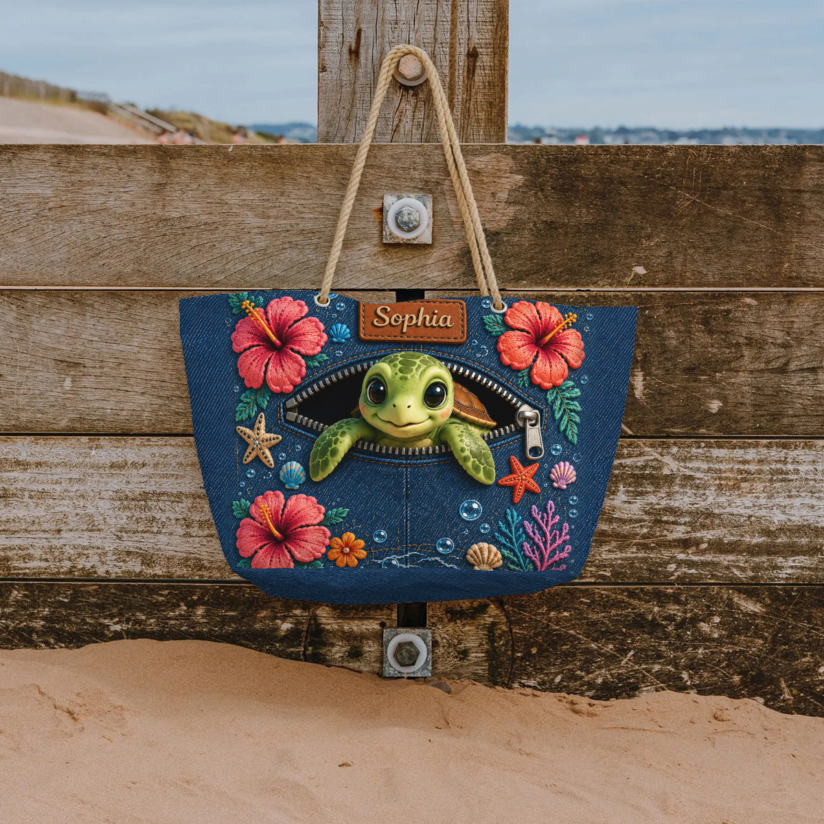 Turtle Lovers Gift, Sea Lovers Gift - Personalized Sea Lover Beach Bag
