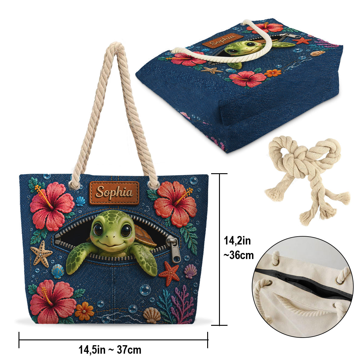Turtle Lovers Gift, Sea Lovers Gift - Personalized Sea Lover Beach Bag