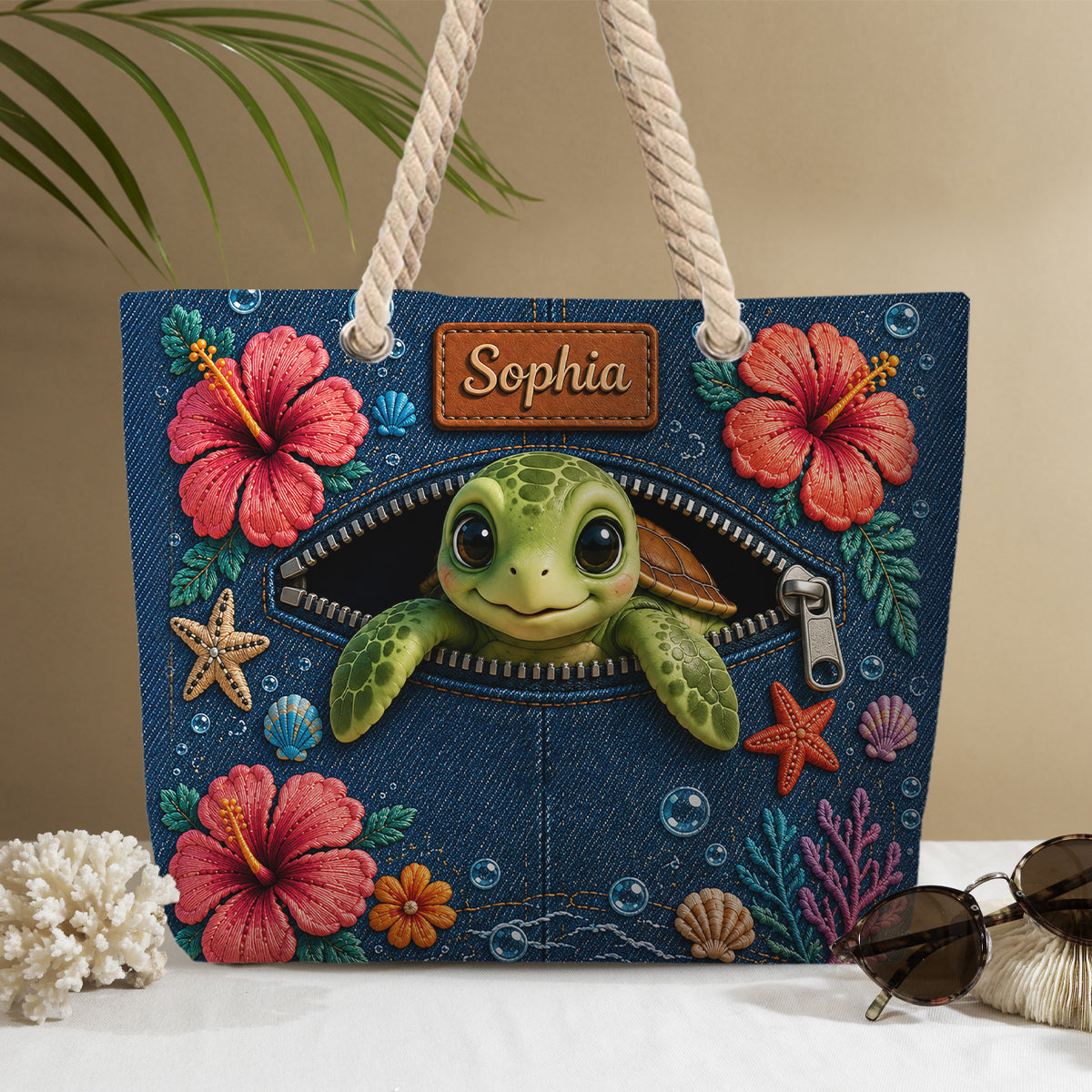 Turtle Lovers Gift, Sea Lovers Gift - Personalized Sea Lover Beach Bag