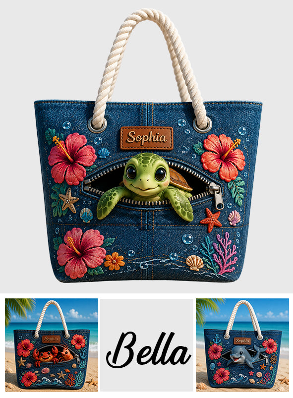 Turtle Lovers Gift, Sea Lovers Gift - Personalized Sea Lover Beach Bag