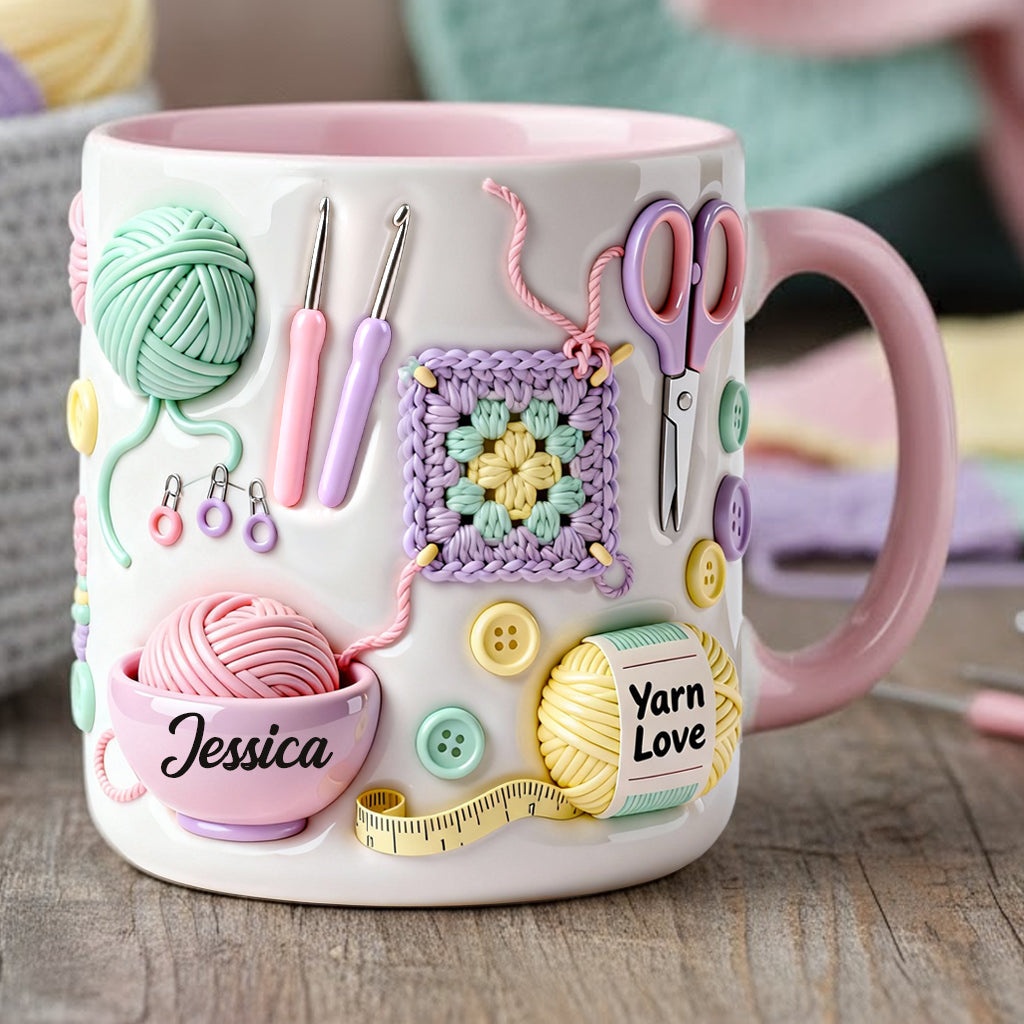 Love Crocheting - Personalized Crocheting Accent Mug & Coaster