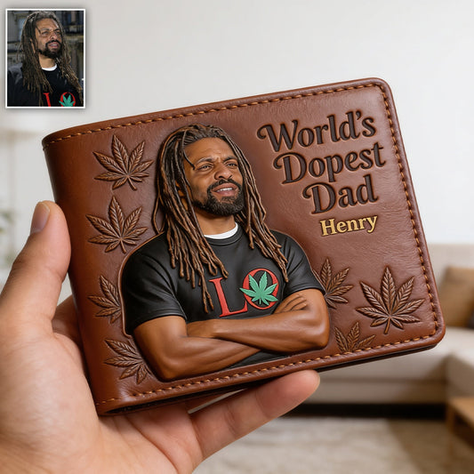 World's Dopest Dad - Personalized Father Leather Wallet