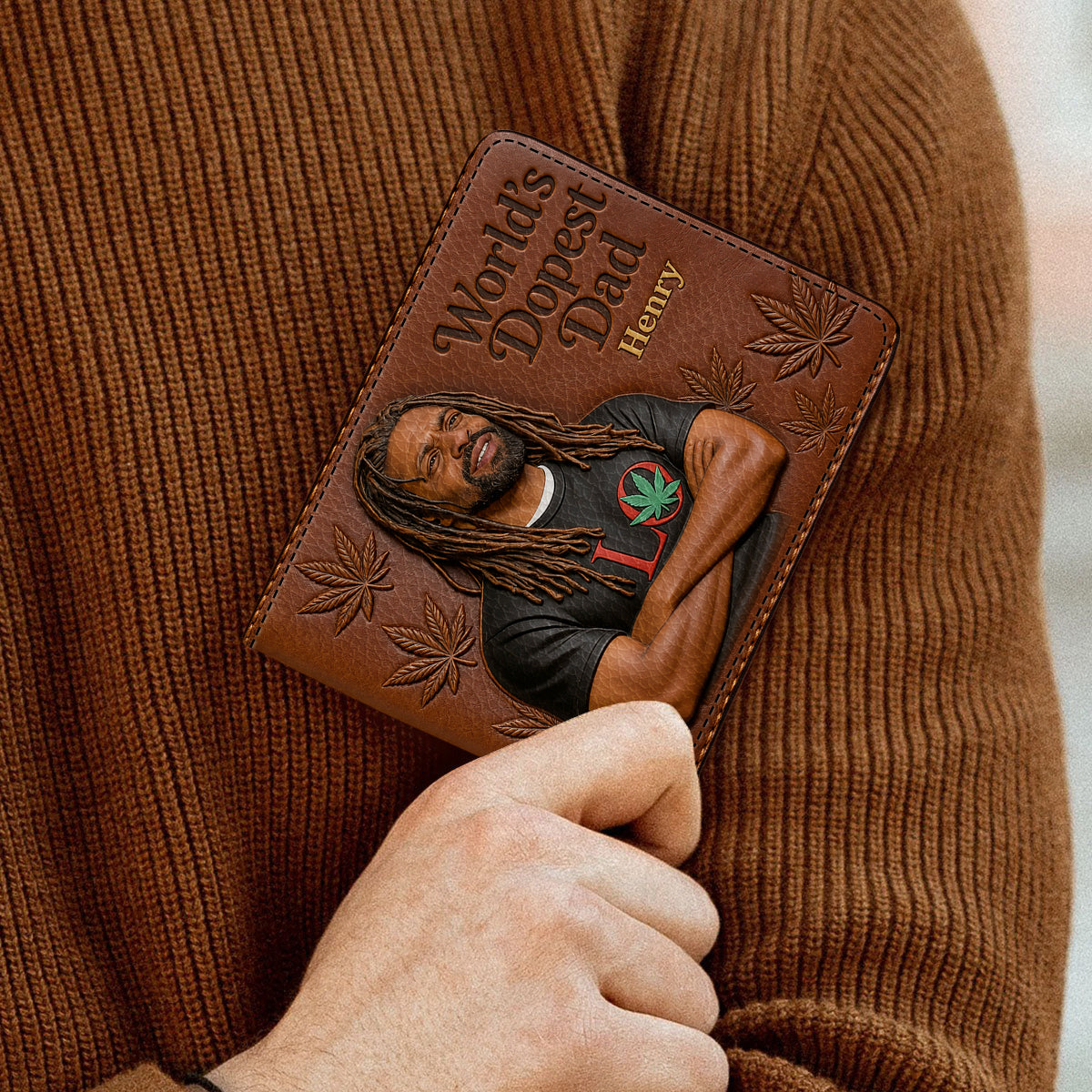 World's Dopest Dad - Personalized Father Leather Wallet