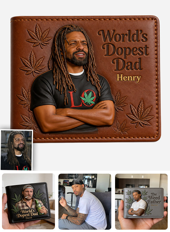 World's Dopest Dad - Personalized Father Leather Wallet