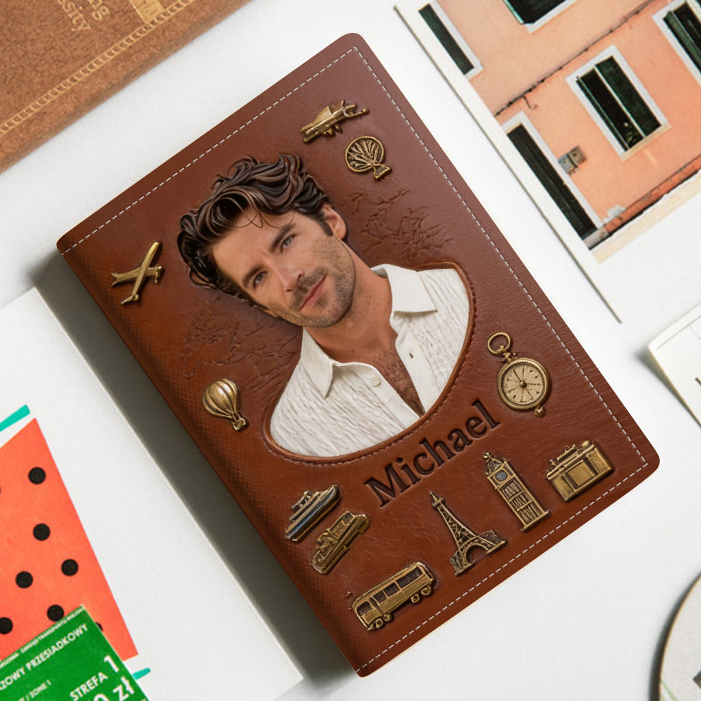 Men Luxury Travel Item - Personalized Travelling Passport Holder & Luggage Tag Set
