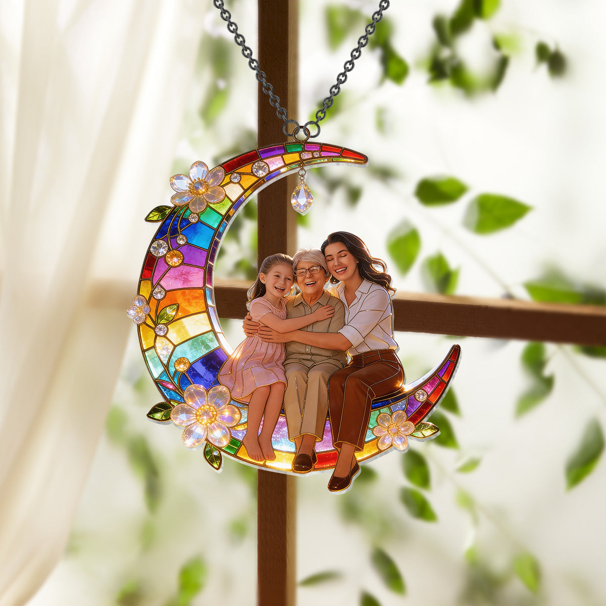 Mother Gift Idea, Family Gift - Personalized Mother Window Hanging Suncatcher Ornament