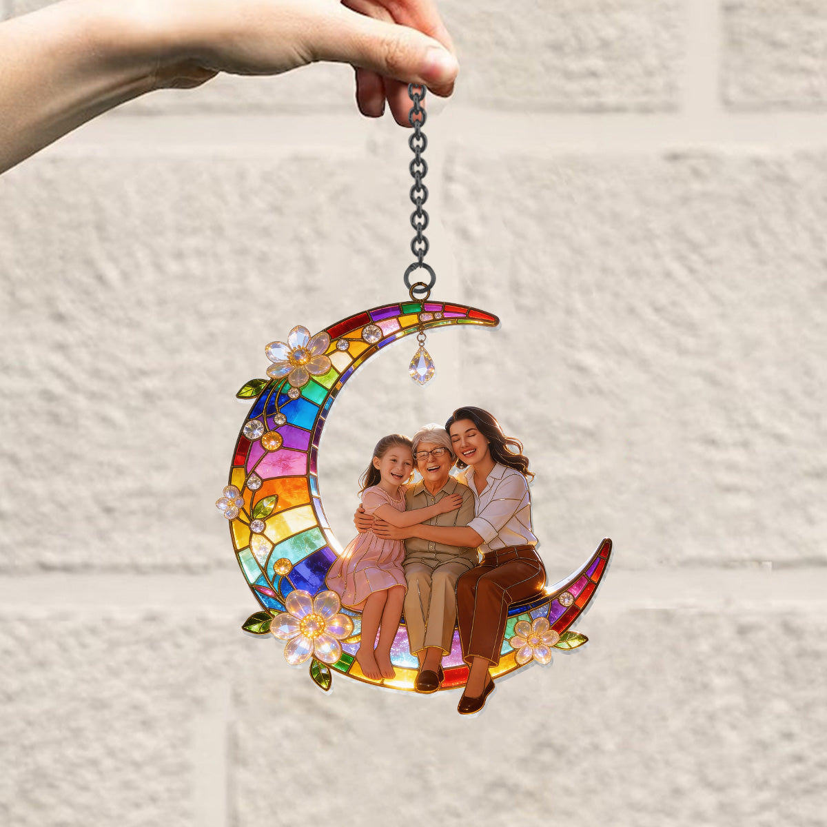 Mother Gift Idea, Family Gift - Personalized Mother Window Hanging Suncatcher Ornament