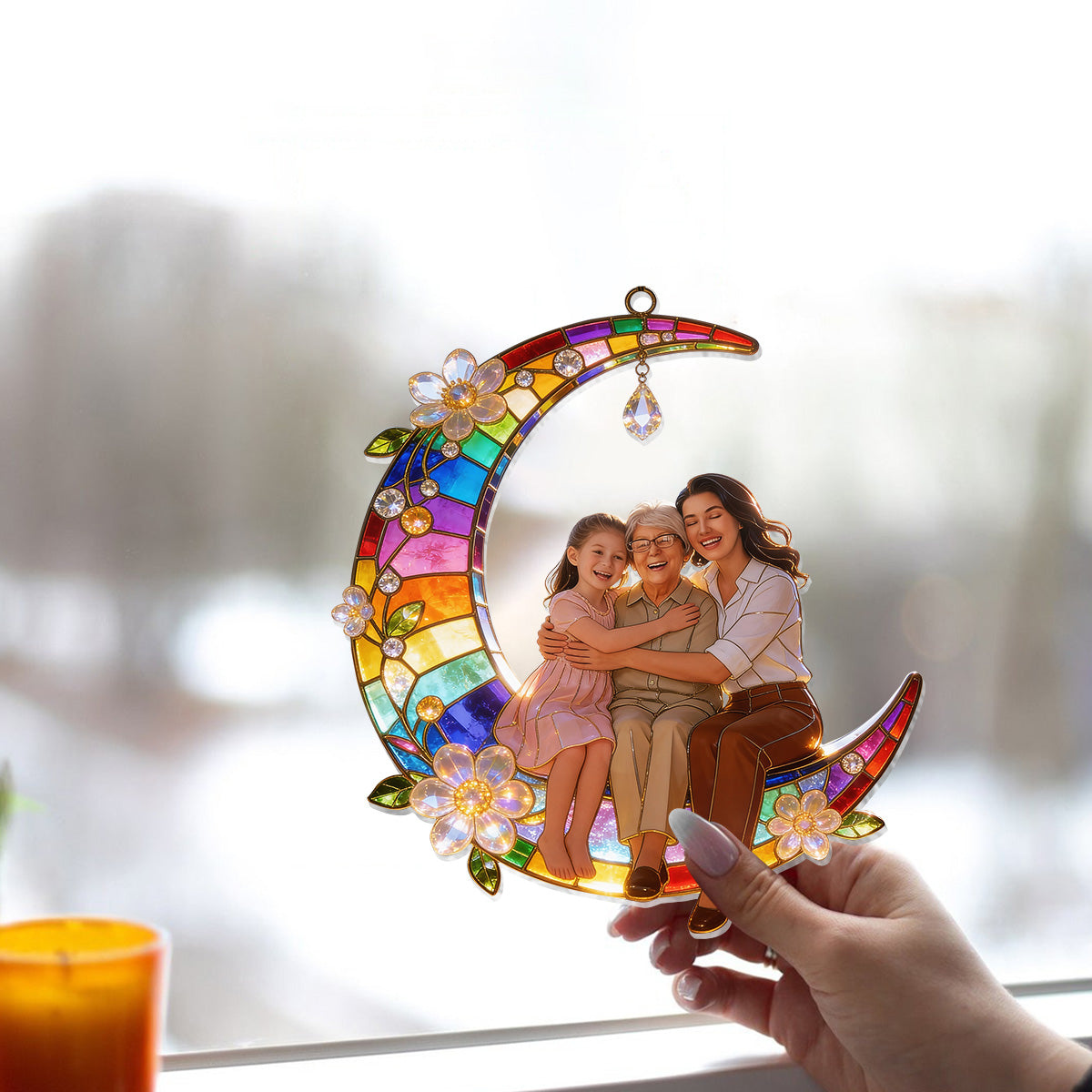 Mother Gift Idea, Family Gift - Personalized Mother Window Hanging Suncatcher Ornament