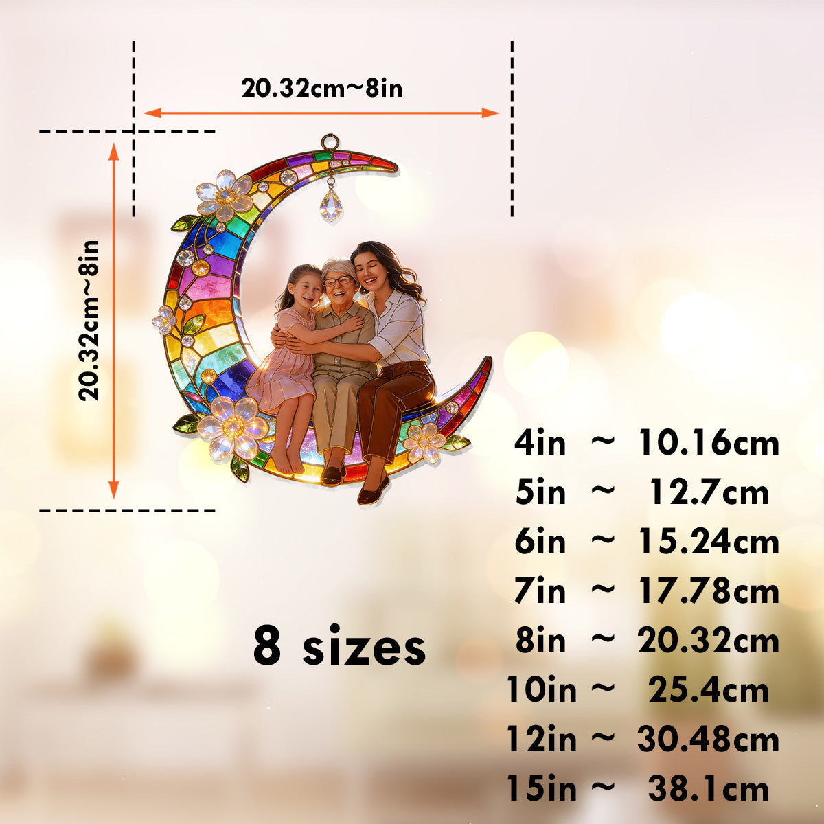Mother Gift Idea, Family Gift - Personalized Mother Window Hanging Suncatcher Ornament