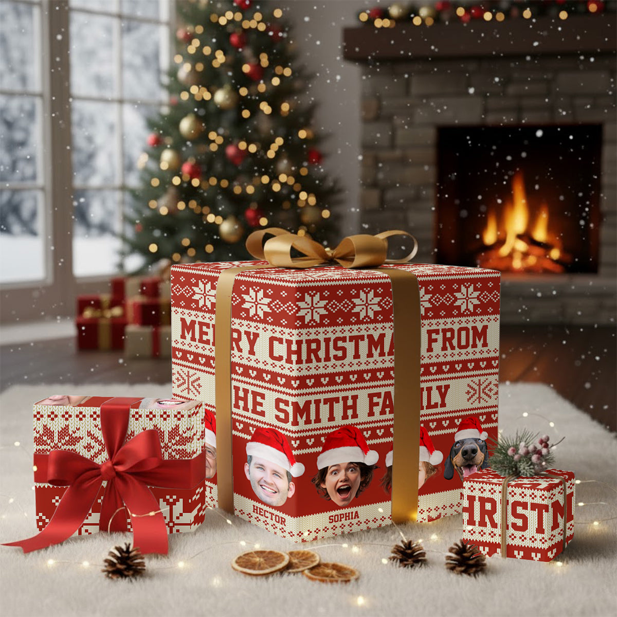 Merry Christmas - Personalized Family Wrapping Papers