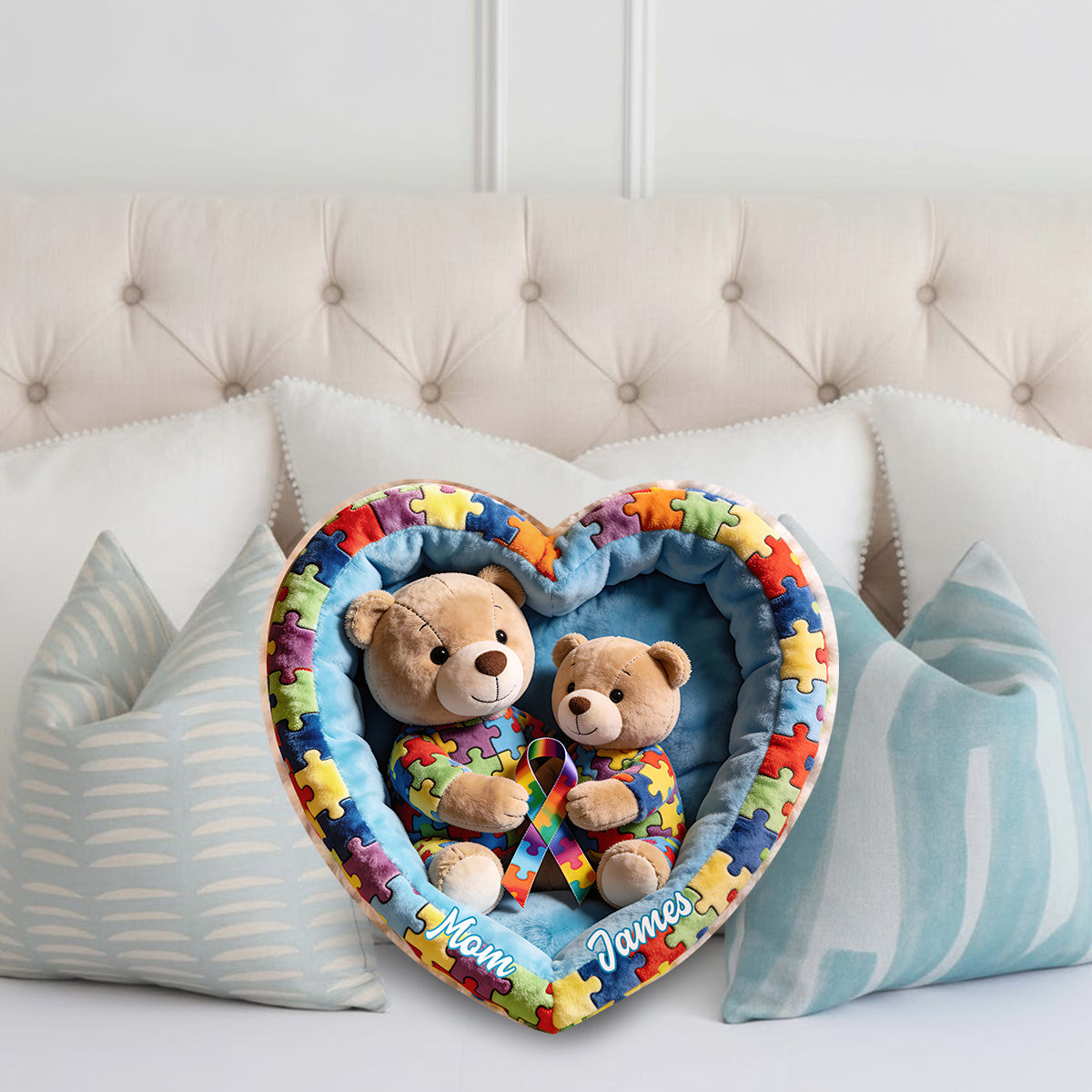 Strong Mama - Personalized Autism Awareness Faux Fur Shaped Pillow