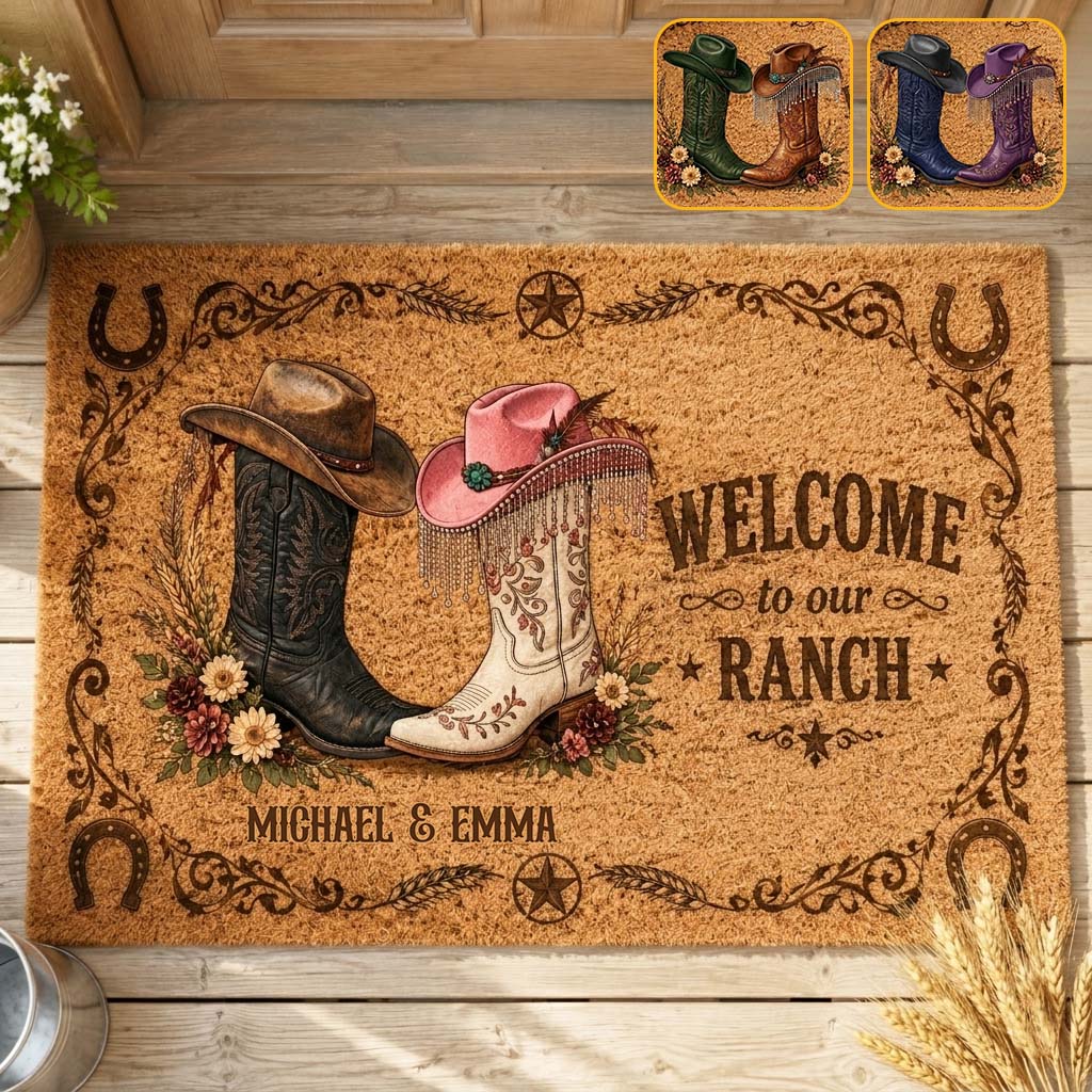 Welcome To Our Ranch - Personalized Western Outfit Doormat