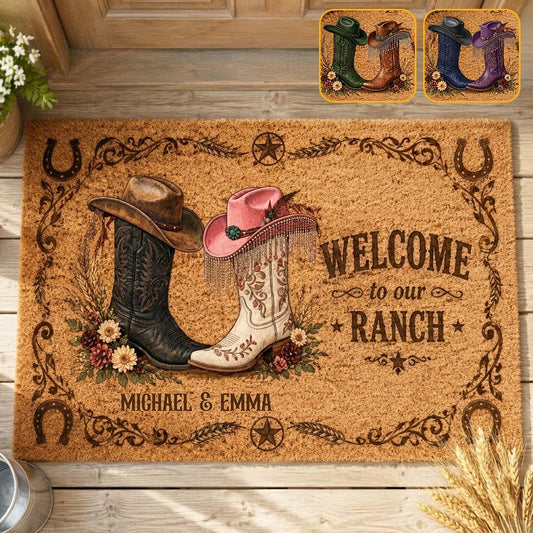 Welcome To Our Ranch - Personalized Western Outfit Doormat