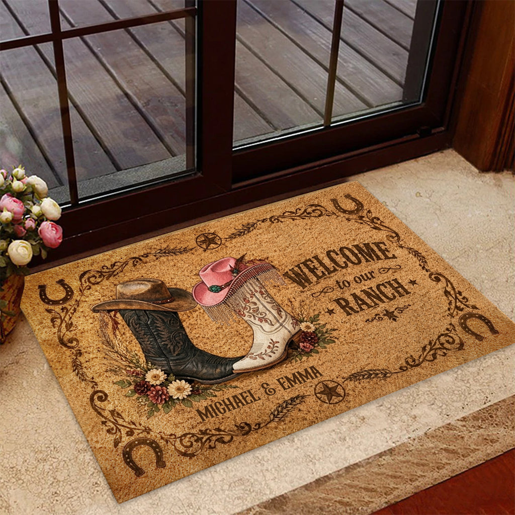 Welcome To Our Ranch - Personalized Western Outfit Doormat