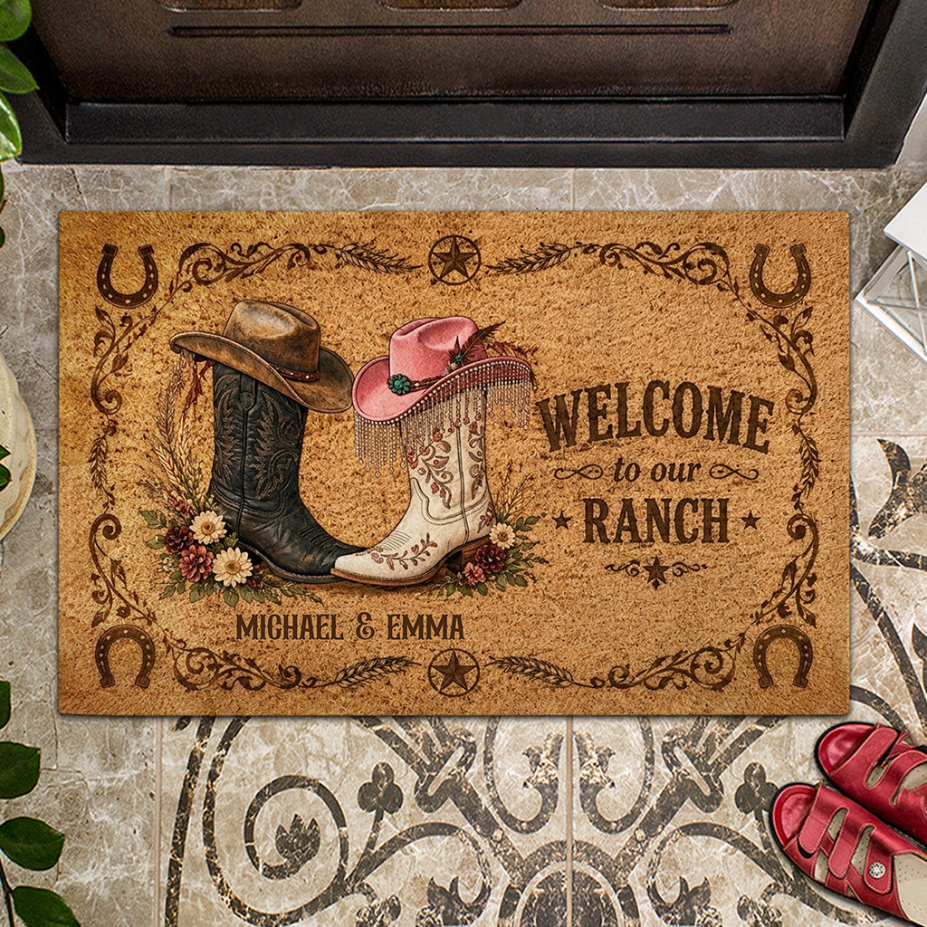 Welcome To Our Ranch - Personalized Western Outfit Doormat