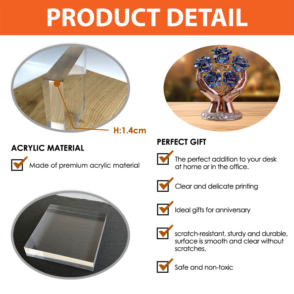 Mom Flower Bouquet - Personalized Mother Custom Shaped Acrylic Plaque