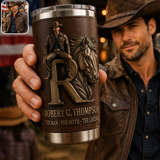 Initial Letter Gift For Husband, Dad, Boyfriend - Personalized Real Men Tumbler