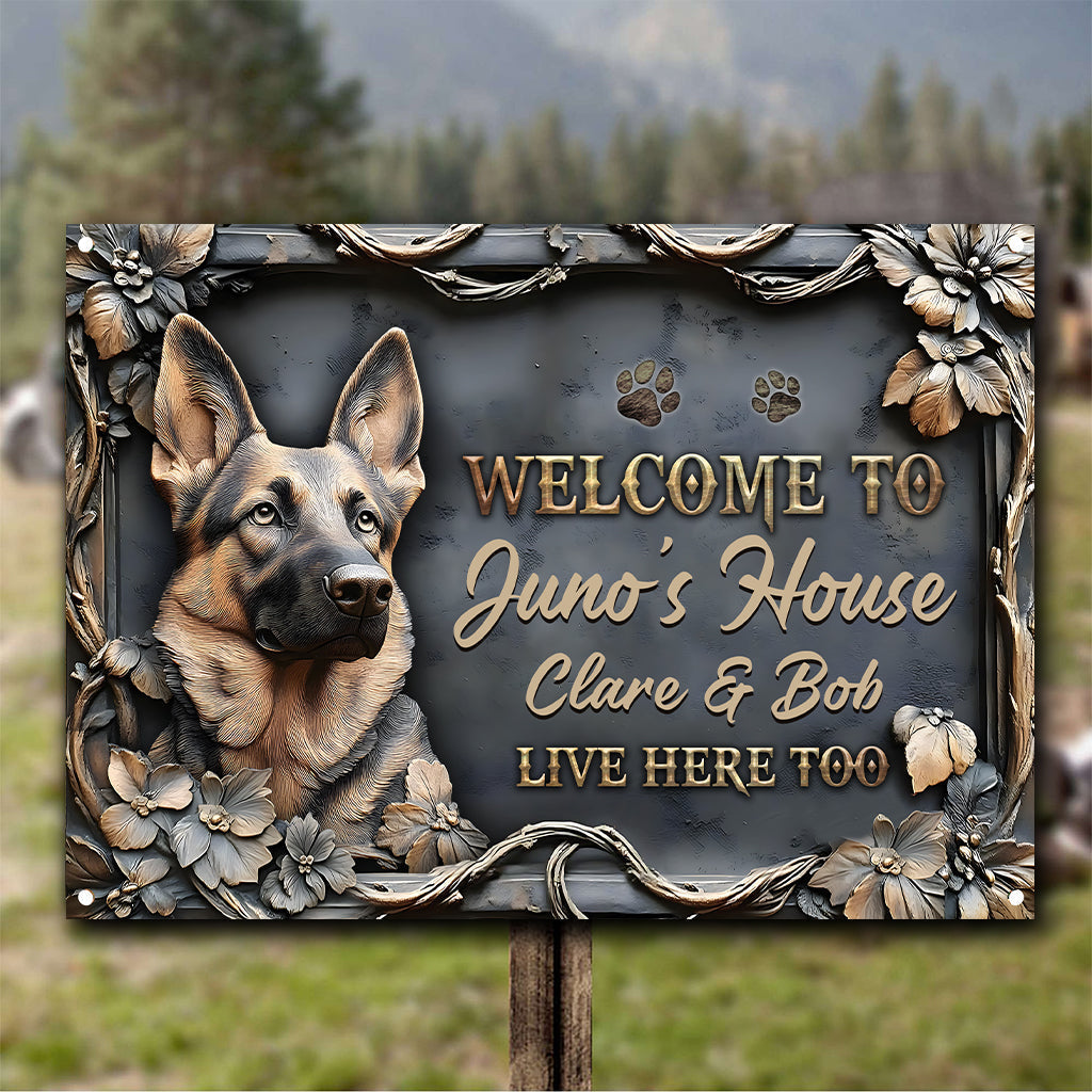 Welcome To Dog's House - Personalized Dog Rectangle Metal Sign