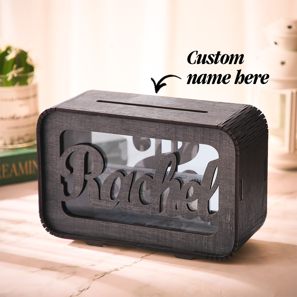 Personalized Name Rectangular Wooden Piggy Bank