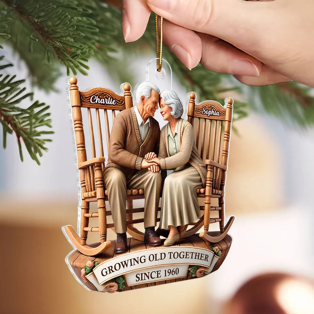 Growing Old Together Couple Acrylic Ornament – Personalized Anniversary Gift