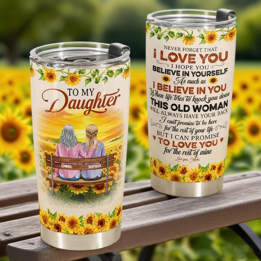 To My Daughter Sunflower Insulated Travel Tumbler with Heartfelt Message, Meaningful Keepsake, Perfect Gift for Her