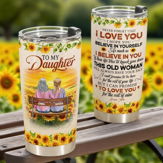 To My Daughter Sunflower Insulated Travel Tumbler with Heartfelt Message, Meaningful Keepsake, Perfect Gift for Her
