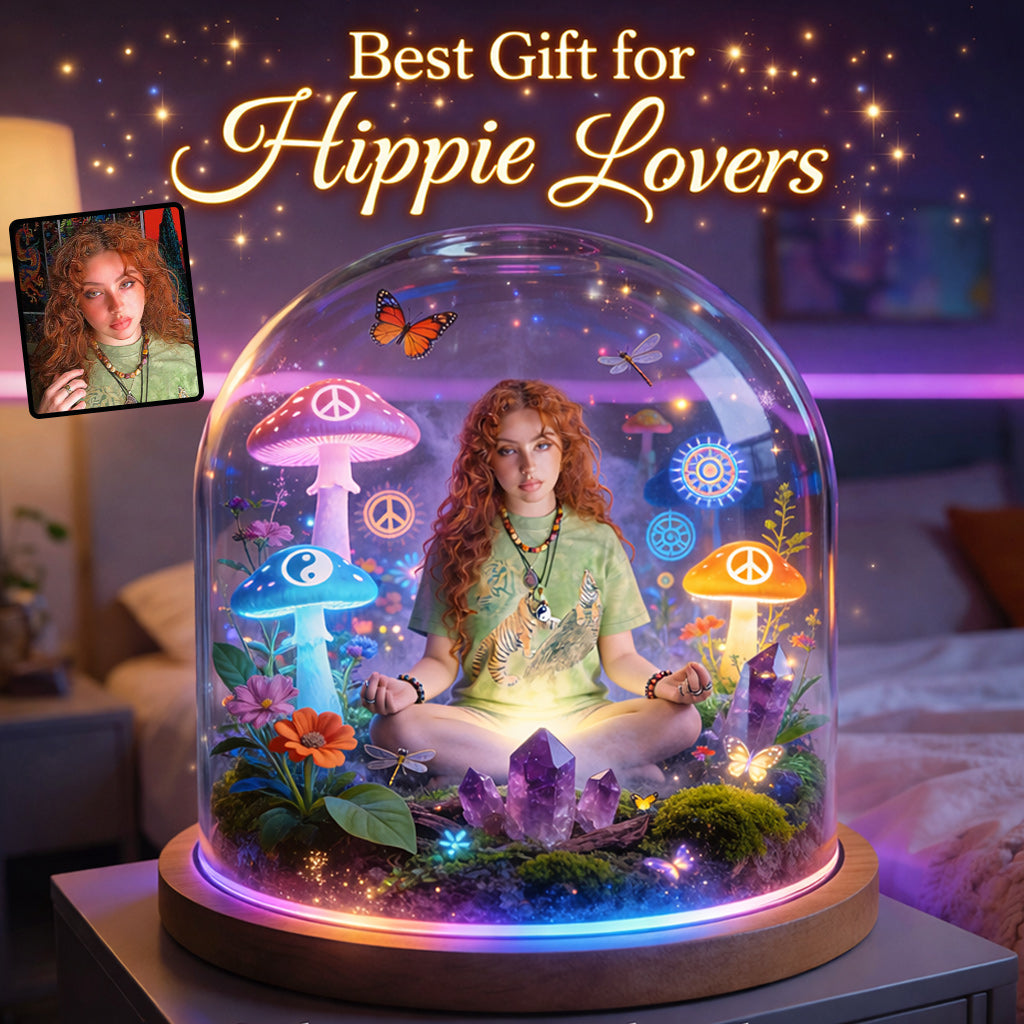 Psychedelic Mushroom, Groovy Hippie Theme - Personalized Hippie Acrylic LED Night Light