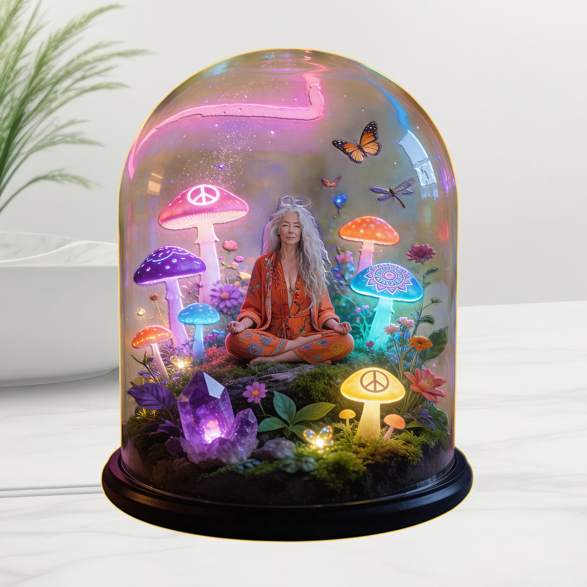 Psychedelic Mushroom, Groovy Hippie Theme - Personalized Hippie Acrylic LED Night Light