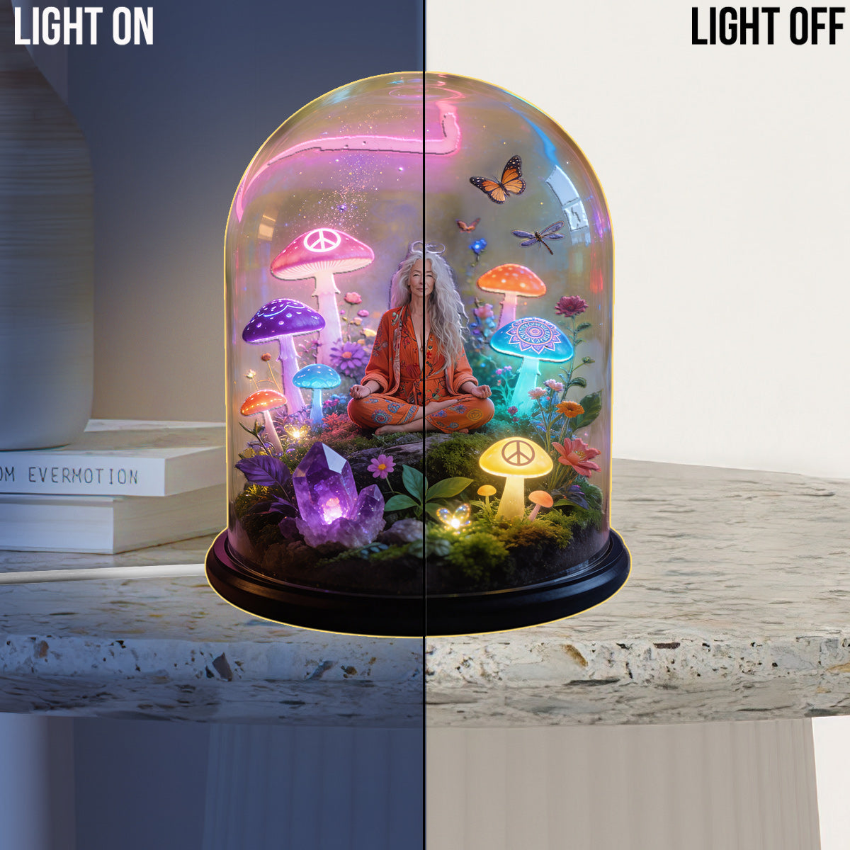 Psychedelic Mushroom, Groovy Hippie Theme - Personalized Hippie Acrylic LED Night Light