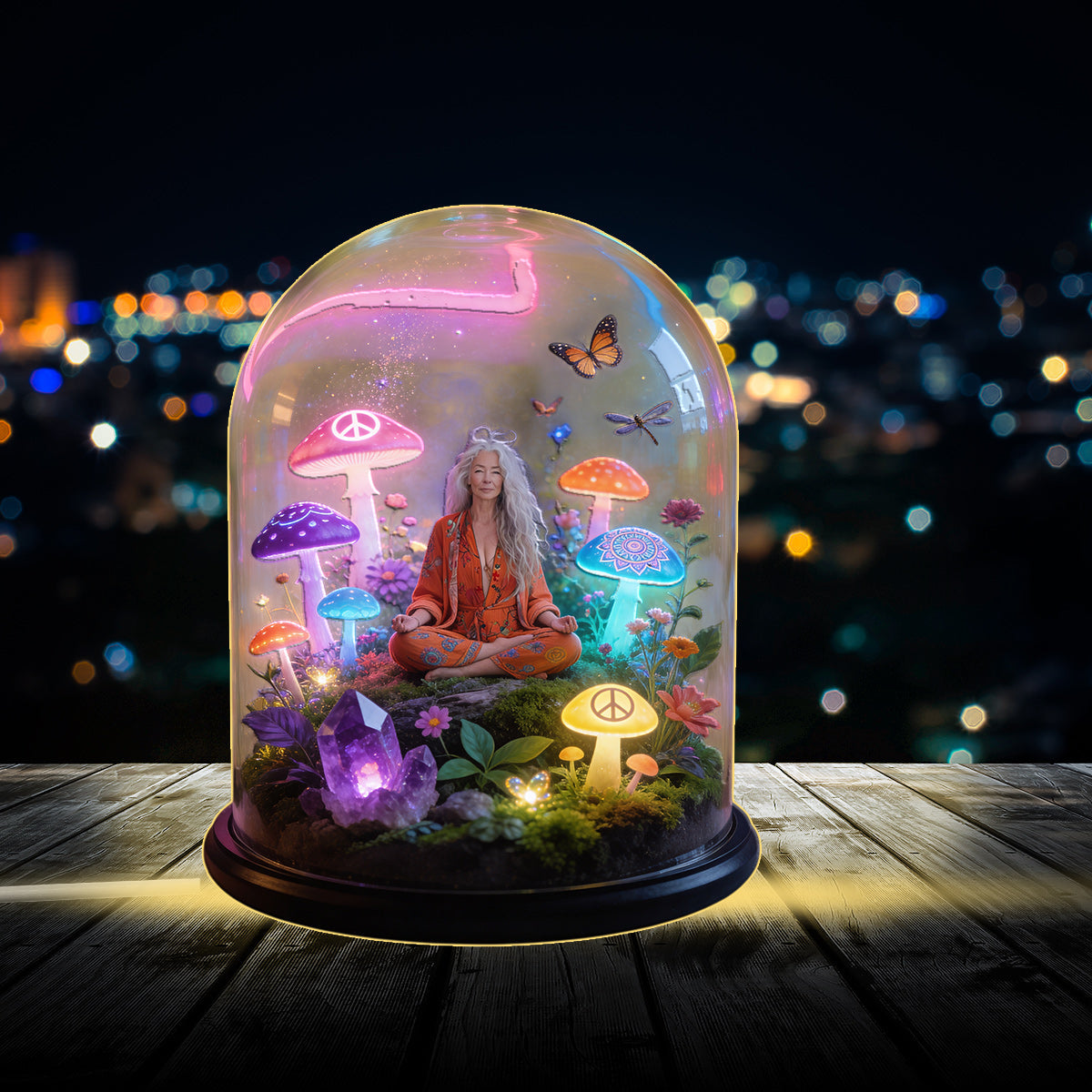 Psychedelic Mushroom, Groovy Hippie Theme - Personalized Hippie Acrylic LED Night Light