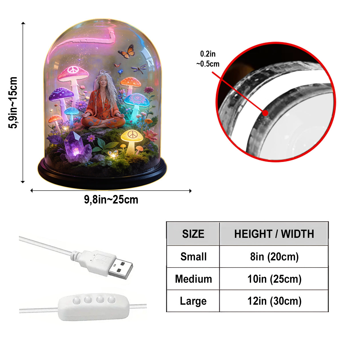 Psychedelic Mushroom, Groovy Hippie Theme - Personalized Hippie Acrylic LED Night Light