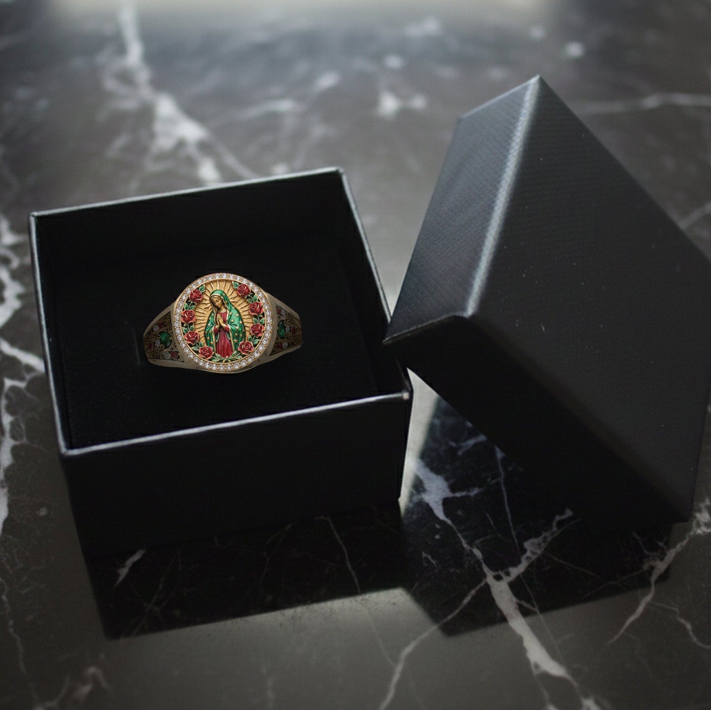 Protected By Mary - Personalized Christian Signet Ring