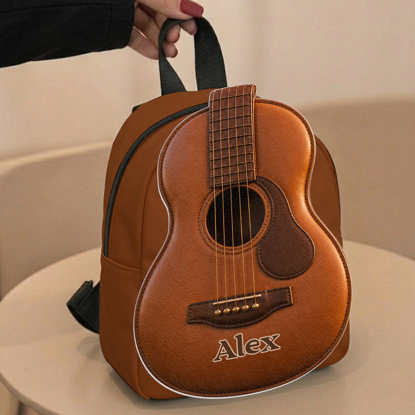 Love Guitar - Personalized Guitar Changeable Leather Patch Backpack