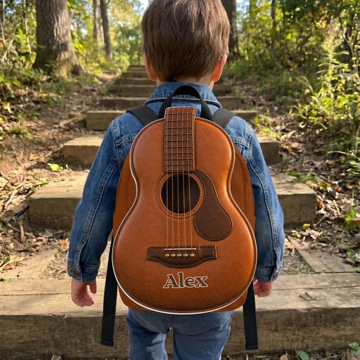 Love Guitar - Personalized Guitar Changeable Leather Patch Backpack