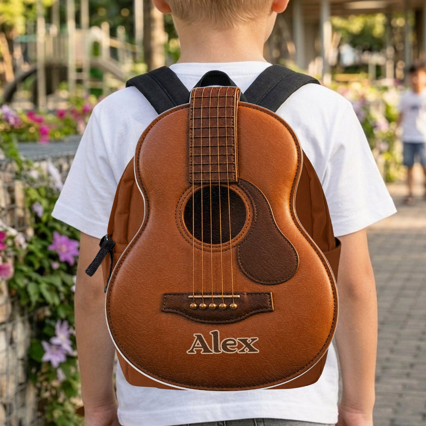 Love Guitar - Personalized Guitar Changeable Leather Patch Backpack