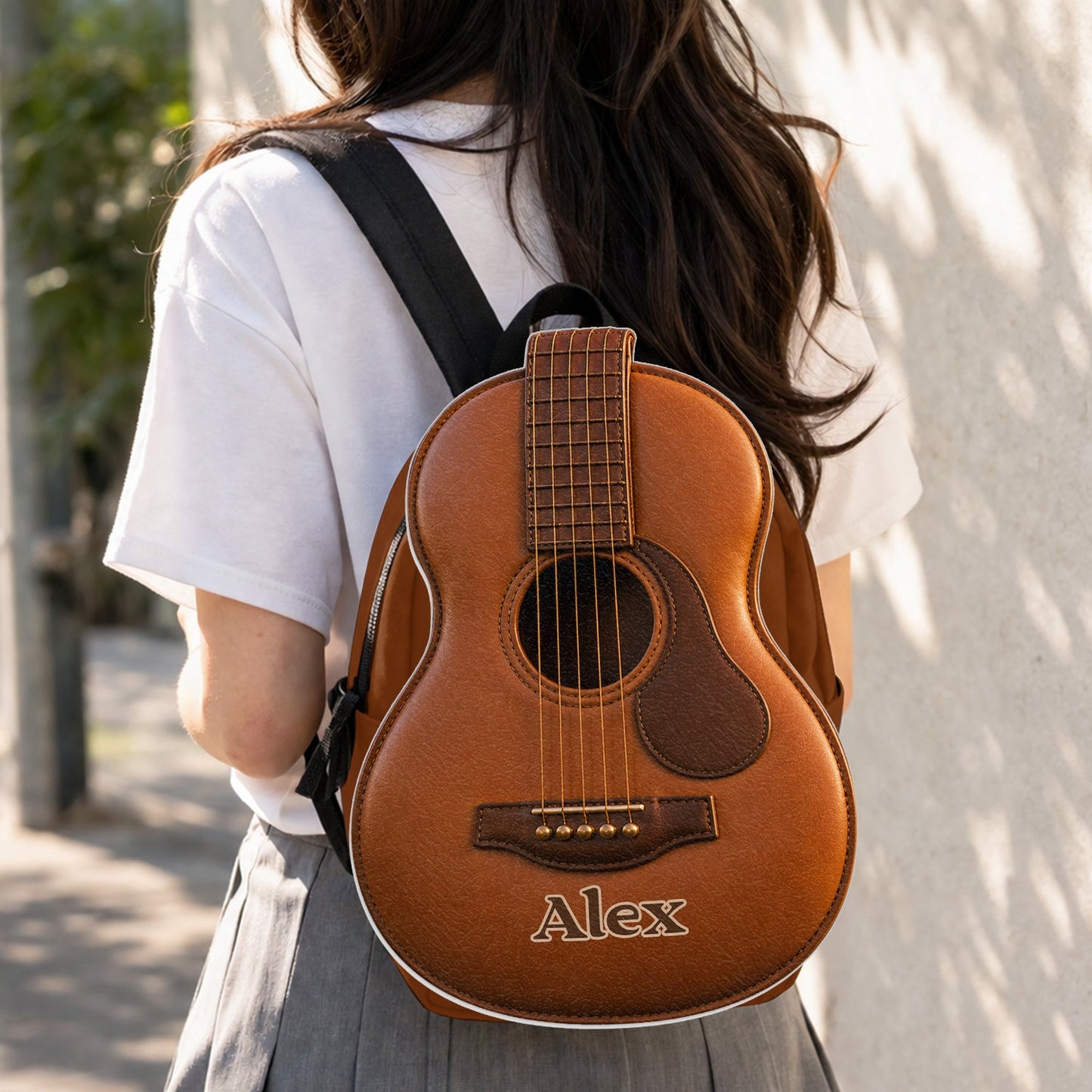 Love Guitar - Personalized Guitar Changeable Leather Patch Backpack