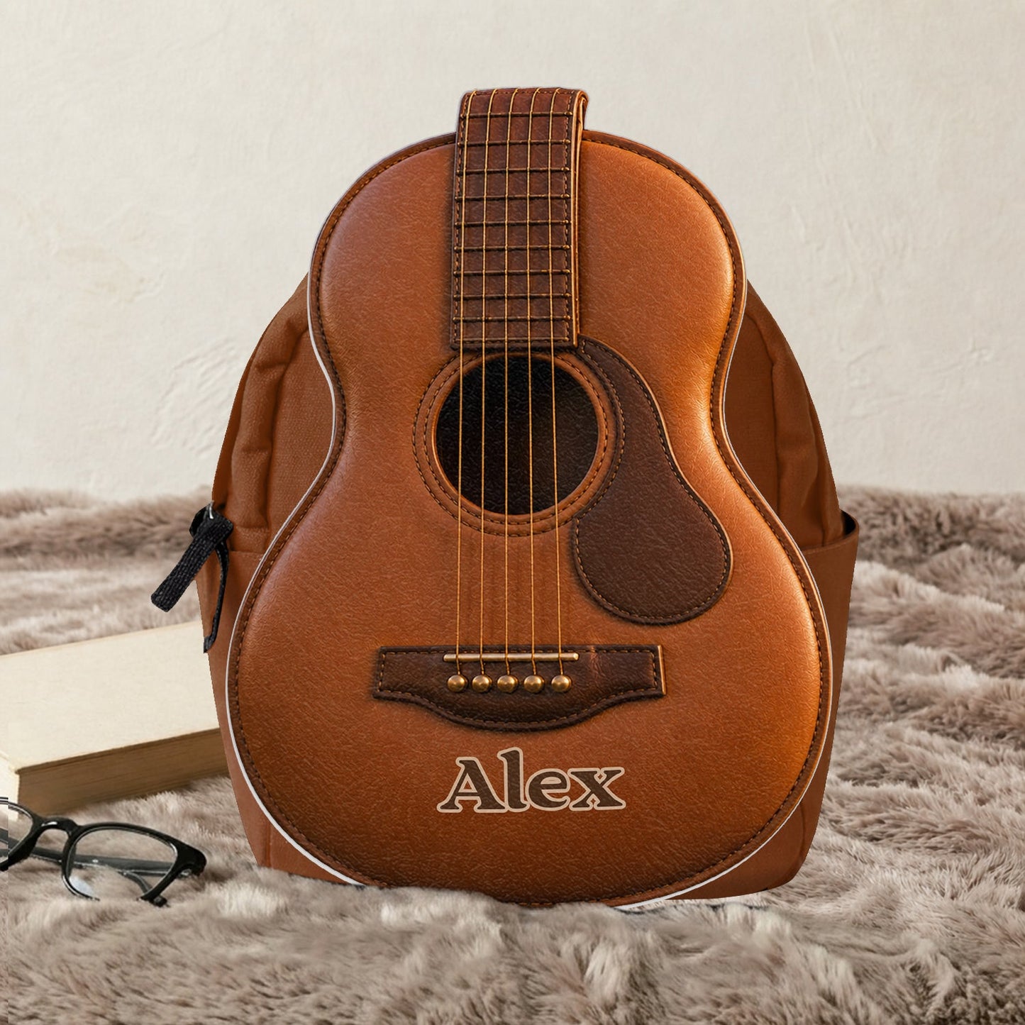 Love Guitar - Personalized Guitar Changeable Leather Patch Backpack