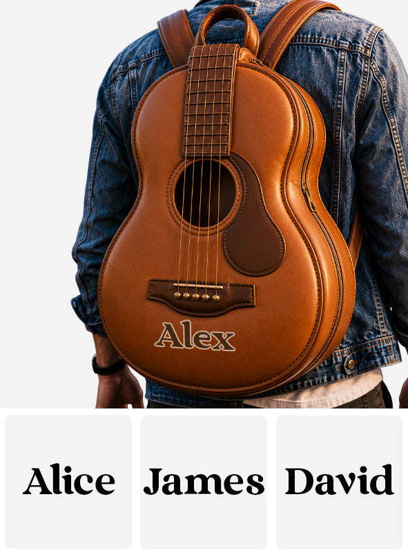 Love Guitar - Personalized Guitar Changeable Leather Patch Backpack